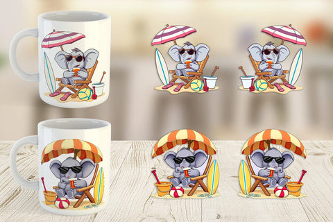 Mug Wrap Summer Elephant Sublimation artnoy 