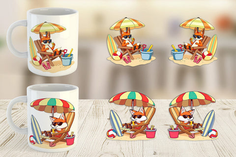 Mug Wrap Summer Fox Sublimation artnoy 