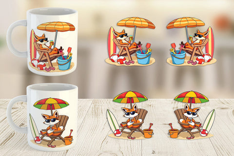Mug Wrap Summer Fox Sublimation artnoy 