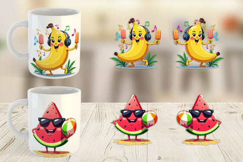 Mug Wrap Summer Fruit Faces Sublimation artnoy 
