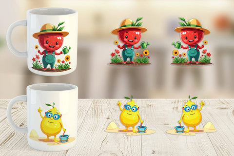 Mug Wrap Summer Fruit Faces Sublimation artnoy 