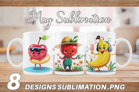 Mug Wrap Summer Fruit Faces Sublimation artnoy 