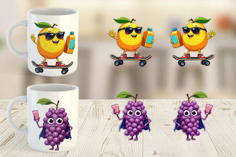 Mug Wrap Summer Fruit Faces Sublimation artnoy 