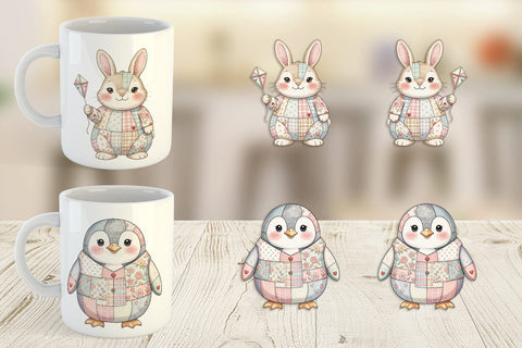 Mug Wrap Summer Fun Patchwork Animal Sublimation artnoy 