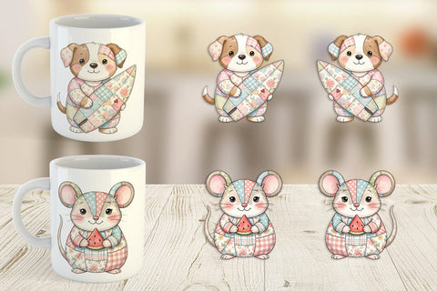 Mug Wrap Summer Fun Patchwork Animal Sublimation artnoy 