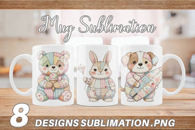 Mug Wrap Summer Fun Patchwork Animal Sublimation artnoy 