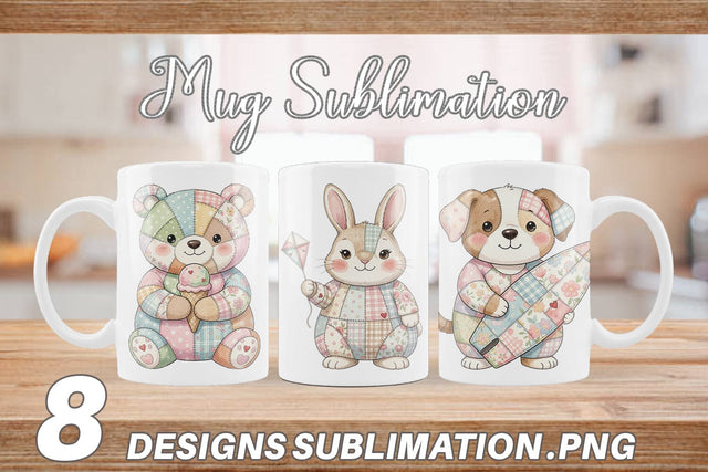 Mug Wrap Summer Fun Patchwork Animal Sublimation artnoy 