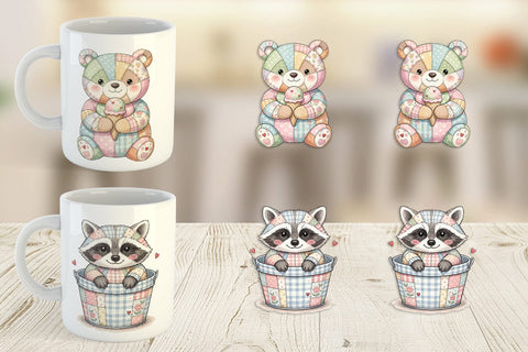 Mug Wrap Summer Fun Patchwork Animal Sublimation artnoy 
