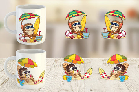 Mug Wrap Summer Hedgehog Sublimation artnoy 
