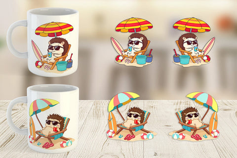 Mug Wrap Summer Hedgehog Sublimation artnoy 