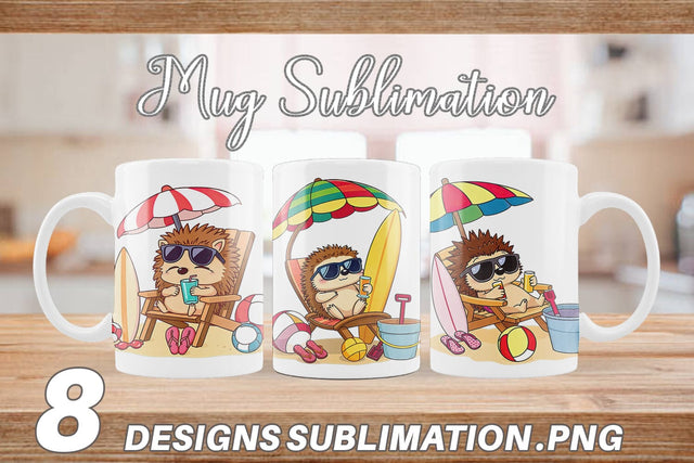 Mug Wrap Summer Hedgehog Sublimation artnoy 