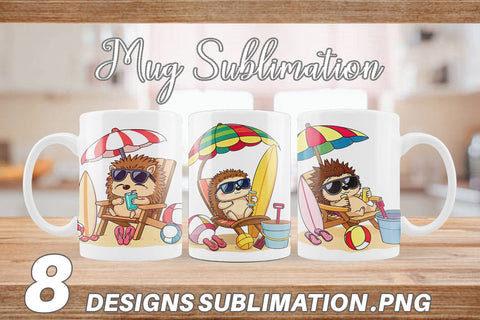 Mug Wrap Summer Hedgehog Sublimation artnoy 