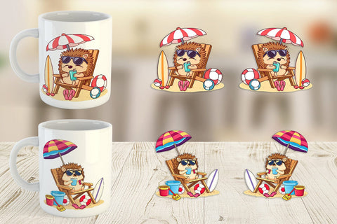 Mug Wrap Summer Hedgehog Sublimation artnoy 