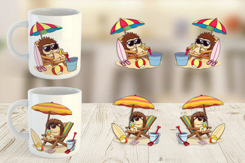 Mug Wrap Summer Hedgehog Sublimation artnoy 