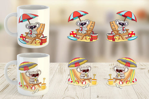 Mug Wrap Summer Koala Sublimation artnoy 