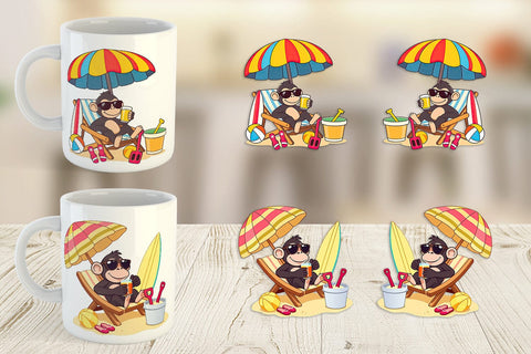 Mug Wrap Summer Monkey Sublimation artnoy 
