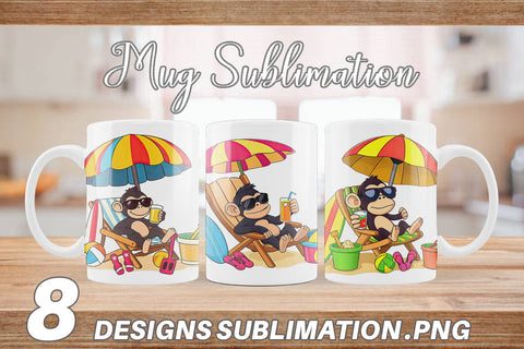 Mug Wrap Summer Monkey Sublimation artnoy 