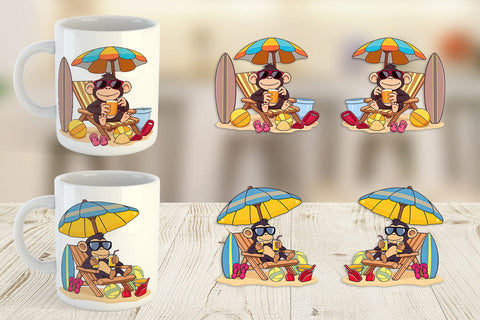 Mug Wrap Summer Monkey Sublimation artnoy 