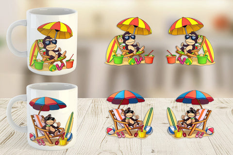 Mug Wrap Summer Monkey Sublimation artnoy 