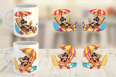 Mug Wrap Summer Monkey Sublimation artnoy 