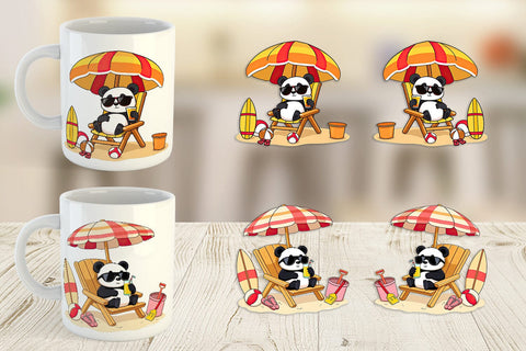 Mug Wrap Summer Panda Sublimation artnoy 