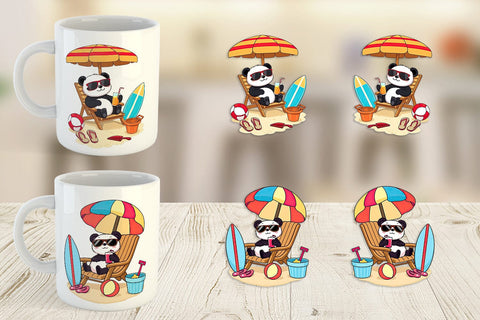 Mug Wrap Summer Panda Sublimation artnoy 