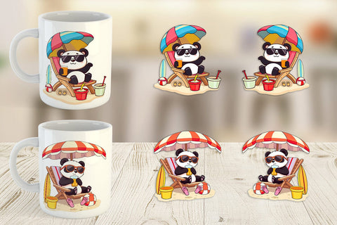 Mug Wrap Summer Panda Sublimation artnoy 
