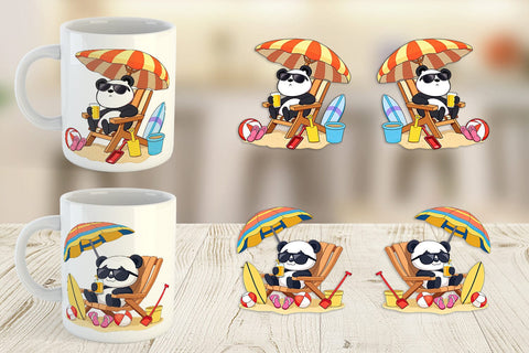 Mug Wrap Summer Panda Sublimation artnoy 