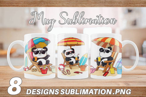 Mug Wrap Summer Panda Sublimation artnoy 