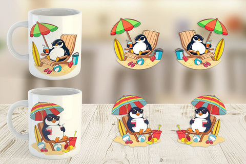 Mug Wrap Summer Penguin Sublimation artnoy 