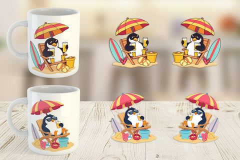 Mug Wrap Summer Penguin Sublimation artnoy 