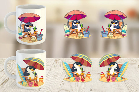 Mug Wrap Summer Penguin Sublimation artnoy 