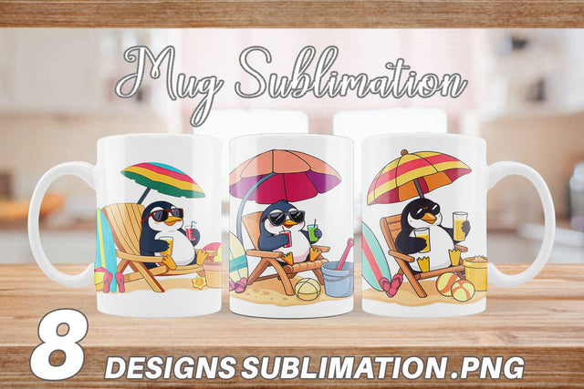Mug Wrap Summer Penguin Sublimation artnoy 