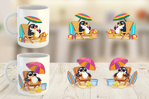 Mug Wrap Summer Penguin Sublimation artnoy 
