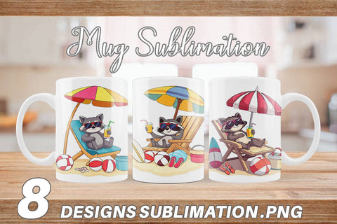 Mug Wrap Summer Raccoon Sublimation artnoy 