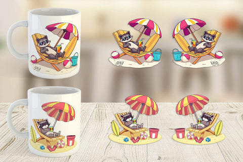 Mug Wrap Summer Raccoon Sublimation artnoy 