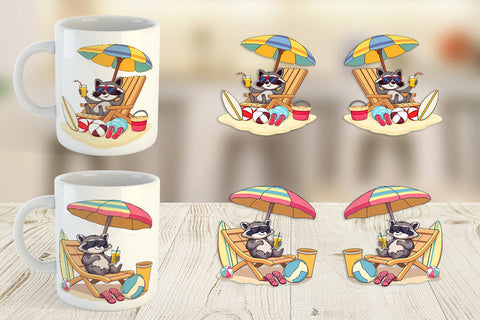 Mug Wrap Summer Raccoon Sublimation artnoy 