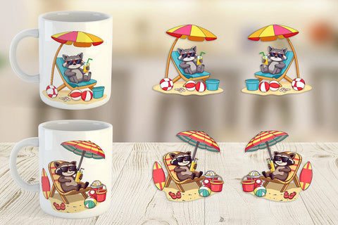 Mug Wrap Summer Raccoon Sublimation artnoy 