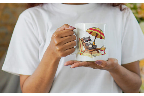 Mug Wrap Summer Raccoon Sublimation artnoy 