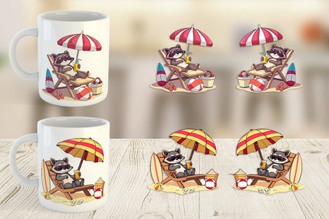 Mug Wrap Summer Raccoon Sublimation artnoy 