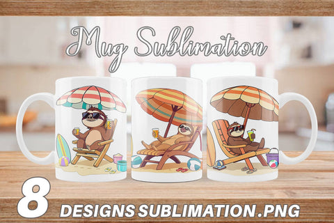 Mug Wrap Summer Sloth Sublimation artnoy 