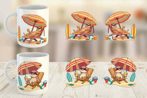 Mug Wrap Summer Sloth Sublimation artnoy 
