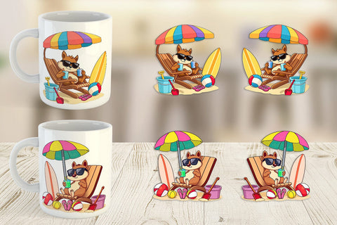 Mug Wrap Summer Squirrel Sublimation artnoy 