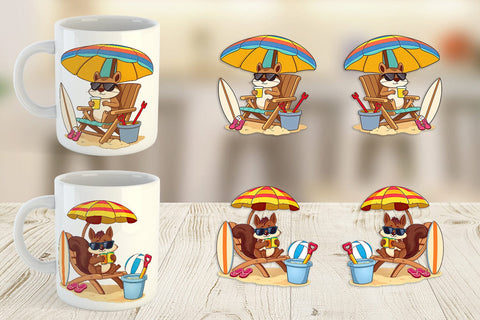 Mug Wrap Summer Squirrel Sublimation artnoy 