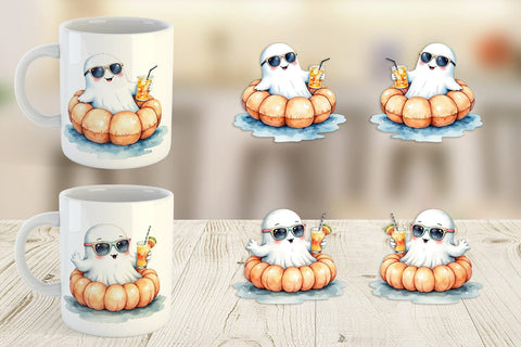 Mug Wrap Summerween Ghosts Sublimation artnoy 