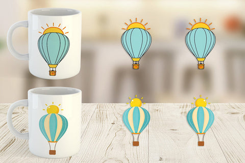 Mug Wrap Sun Hot Air Balloon Sublimation artnoy 