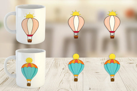Mug Wrap Sun Hot Air Balloon Sublimation artnoy 