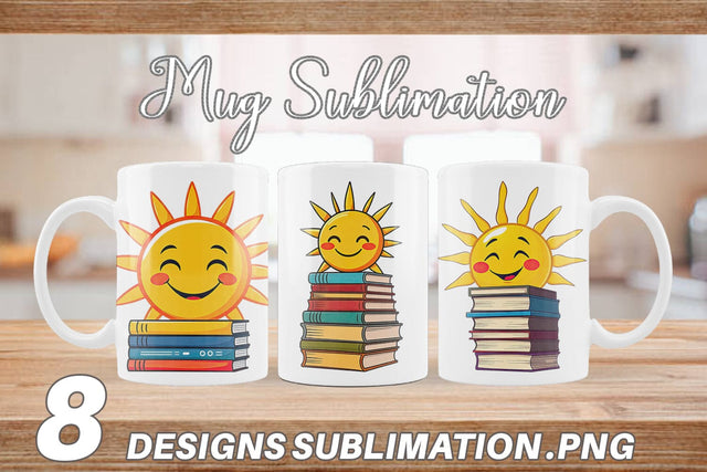 Mug Wrap Sun with Books Sublimation artnoy 