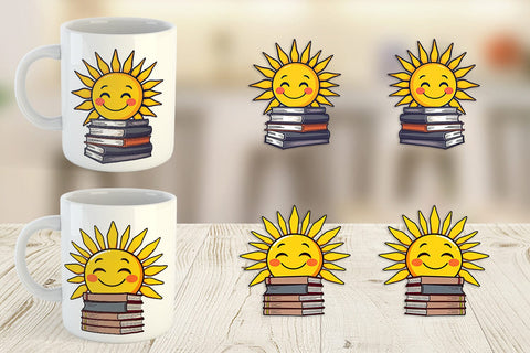 Mug Wrap Sun with Books Sublimation artnoy 
