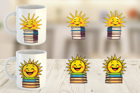 Mug Wrap Sun with Books Sublimation artnoy 